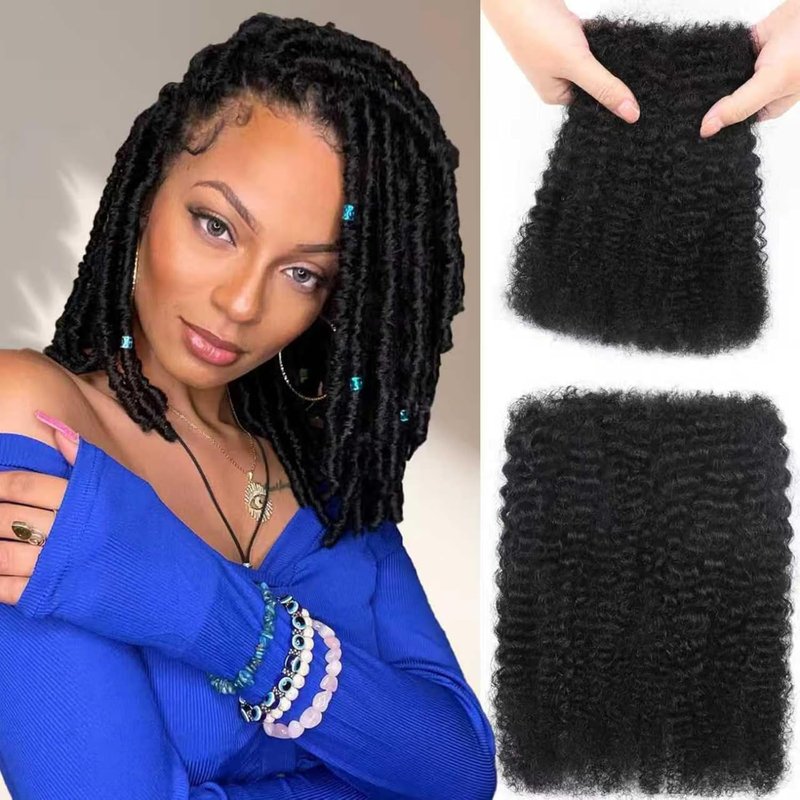 Kinky Curly Human Hair for Braiding - Soft 4C Afro Bulk Extensions | Natural Black 16 Inch (1B, 35g/Pack)