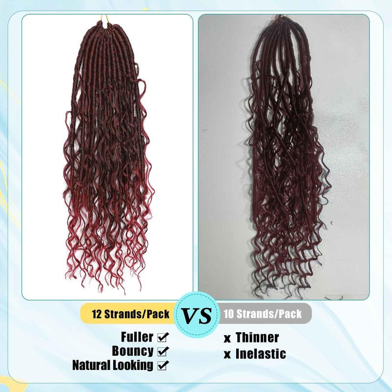 24 inch Boho Soft Locs Crochet Hair 8 Packs Boho Faux Locs Crochet Hair Pre-looped Goddess Locs Hair with Curly Ends Bohemian River Locs for Black Women ((T/BUG#)