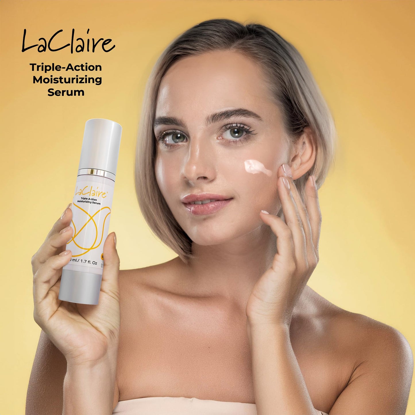 LaClaire Triple-Action Daily Moisturizing Serum – 70% Organic, Paraben-Free Hyaluronic Acid + Aloe Vera + Green Tea – Hydrates, Soothes & Protects – 50 mL