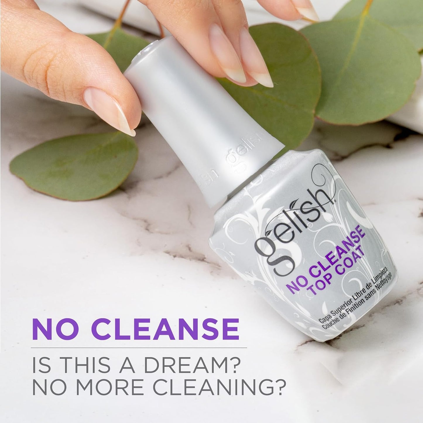 Gelish No-Cleanse Top Coat | 15ml High-Gloss Gel Nail Polish Sealer - Long-Lasting & UV/LED Compatible