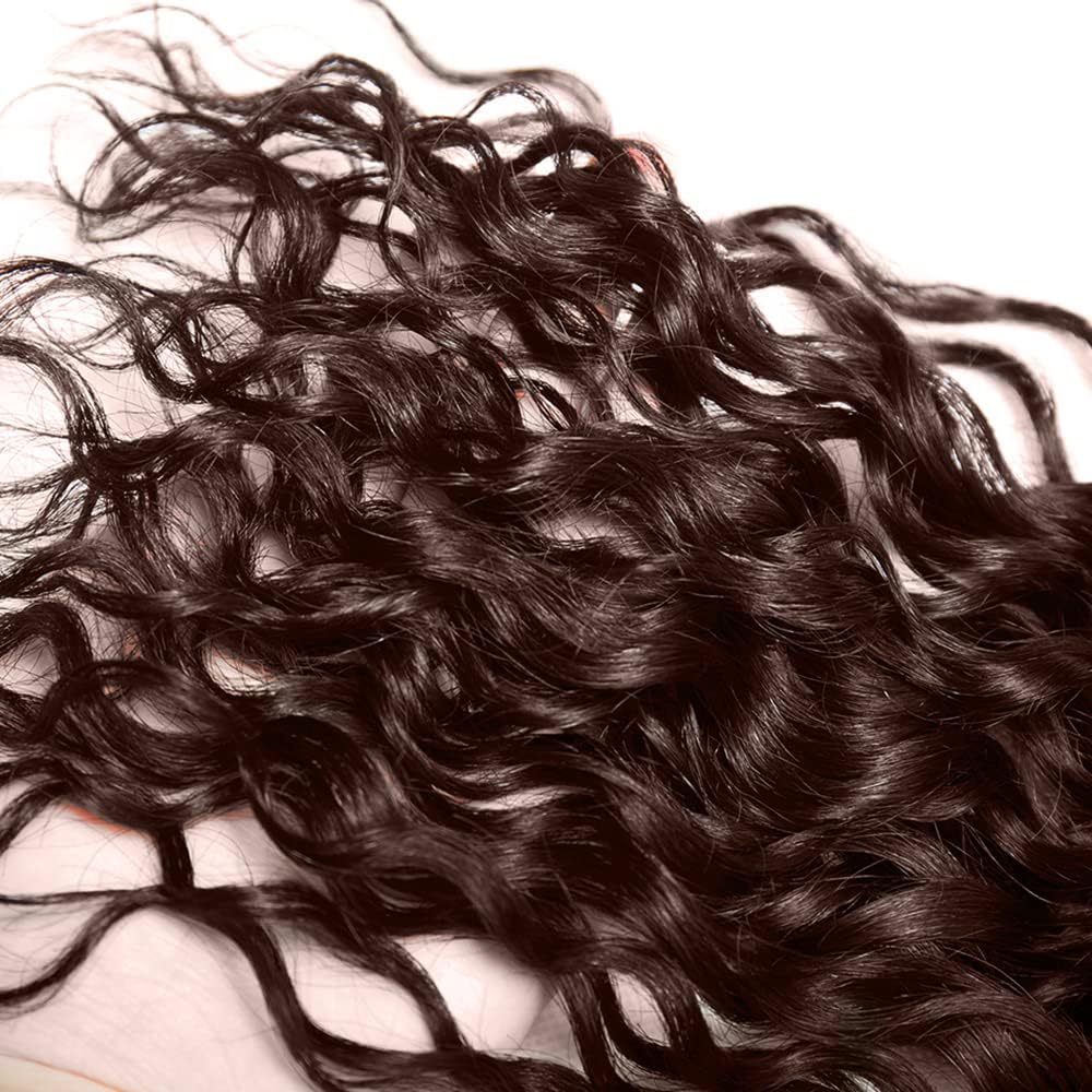 Human Hair Bundles Water Wave Color #4 Chocolate Brown Wet and Wavy Unprocessed Native Virgin Raw Trippy Hair Extensions 3 Bundles 14 16 18 Inch Quick Weave Weft for Black Woman