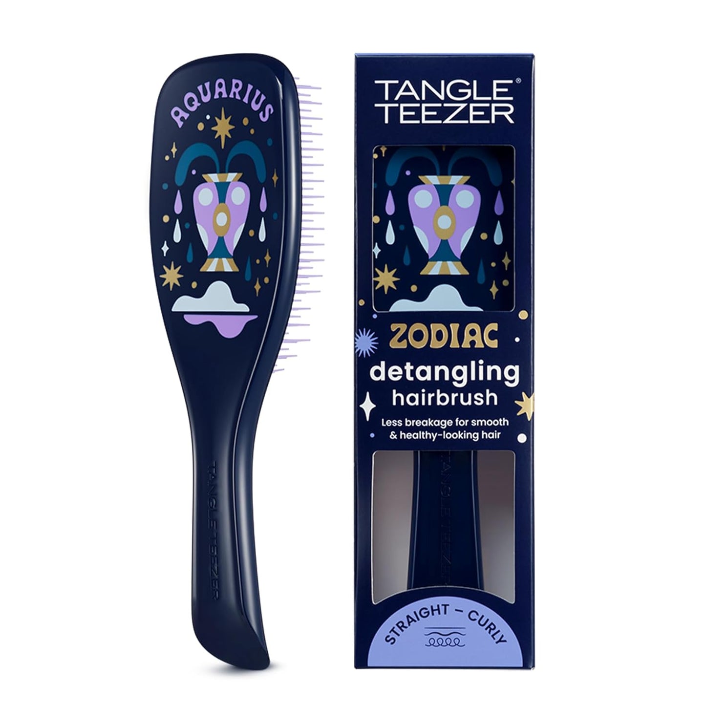 Zodiac Ultimate Detangler Hairbrush - Eliminates Knots & Reduces Breakage for All Hair Types | Aquarius
