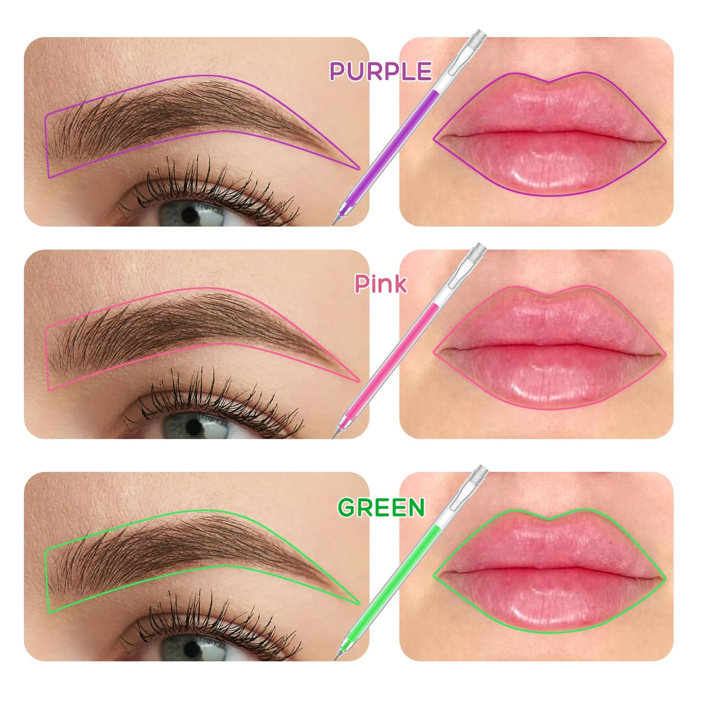 QUEEJOY Brow Mapping Pen, Unique Colors Eyebrow Lip Positioning Tool, Gel Pen for Brow Mapping, Brow Lamination Supplies for Mapping on Eyebrow Lip Skin