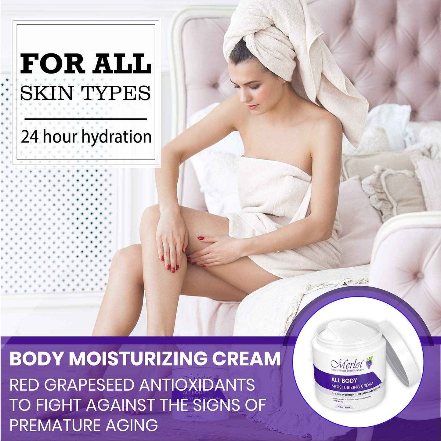 Merlot MOISTURIZING All BODY CREAM FOR ALL SKIN TYPES | 16 OZ