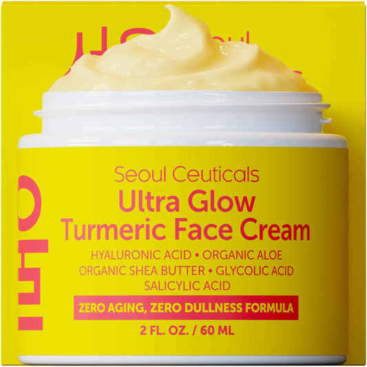 SeoulCeuticals Korean Skin Care Turmeric Cream – Face Moisturizer for Dull Dry Skin - Korean Skincare K Beauty for Glass Skin 2oz
