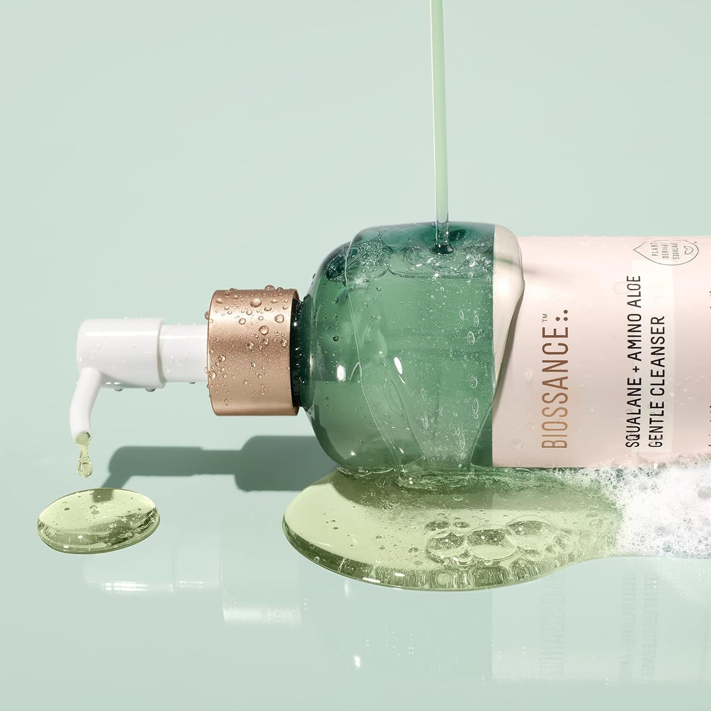 Biossance Squalane + Amino Aloe Face Wash - Hydrating Foaming Cleanser for All Skin Types | Makeup Remover & Pore Cleanser