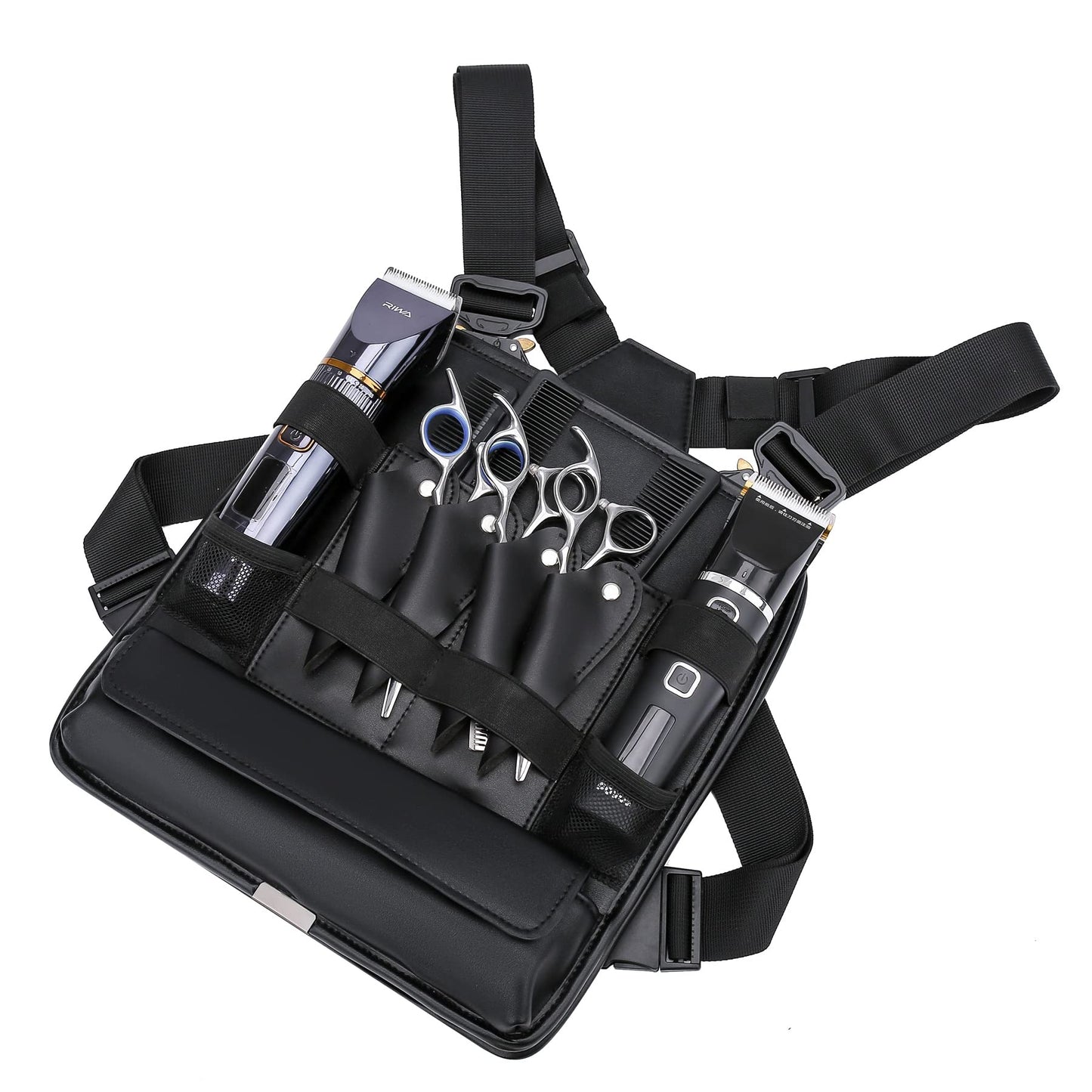 Muserise Leather Fashionable & Functional Chest Rig Bag for Barbers, Stylish Haircut Tools Storage Chest Bag for Barber (Cream)