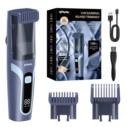 ENSSU Beard Trimmer for Men - Vacuum Mustache Trimmer with Adjustable 20 Length Setting for Less Mess,IPX7 Waterproof Rechargeable Electric Mens Beard Trimmer for Precision Facial Hair, Sideburns