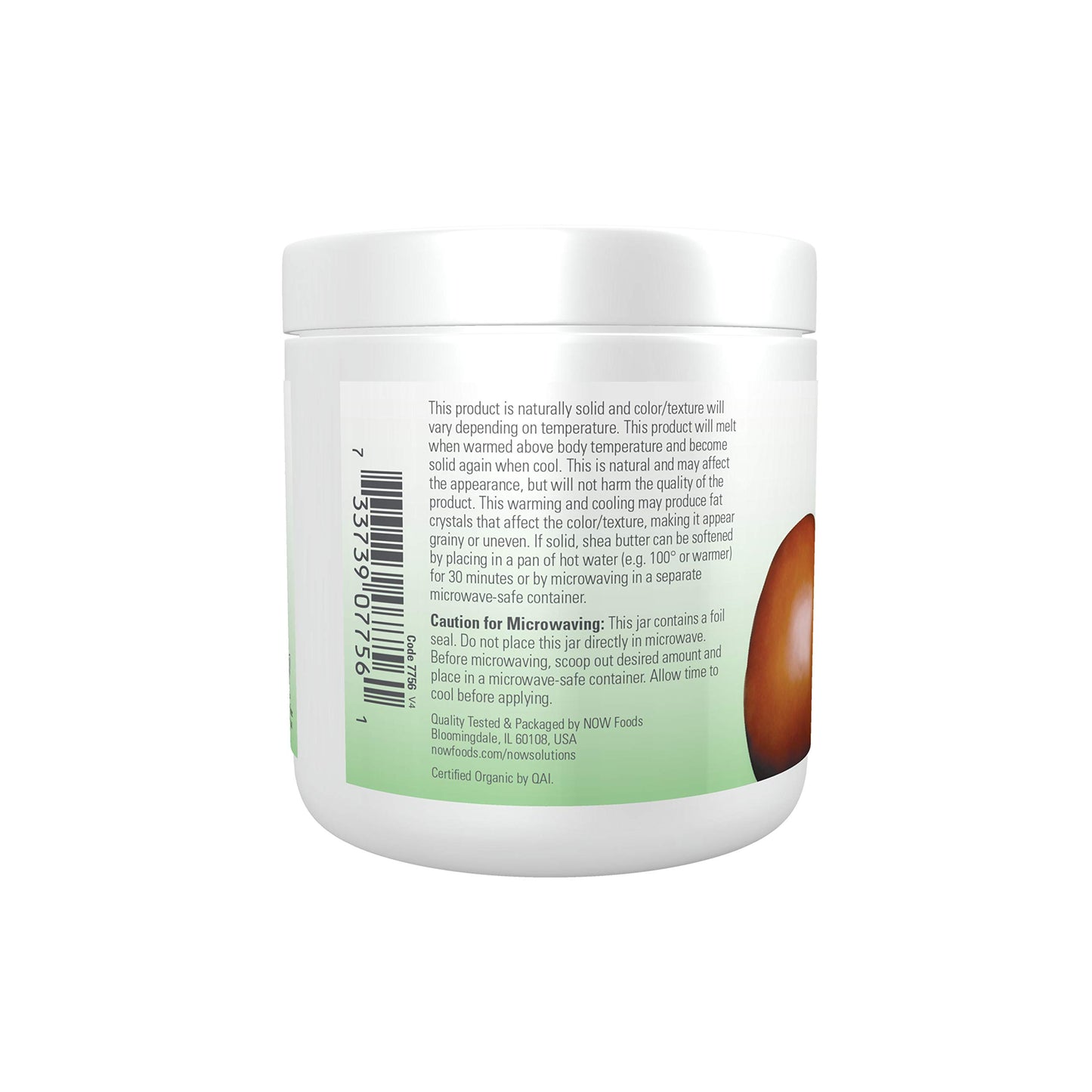 NOW Solutions, Certified Organic Shea Butter, Moisturizer For Rough And Dry Skin, 7-Ounce (Pack of 2)