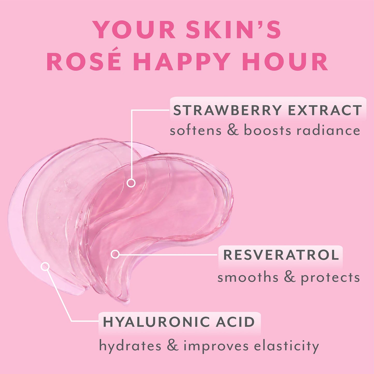 Patchology Serve Chilled Rosé Hydrating Under Eye Patches – Hyaluronic Acid & Antioxidant-Infused Eye Masks to Reduce Dark Circles, Puffiness & Fine Lines - Ideal Skincare Essentials (5 Pairs)