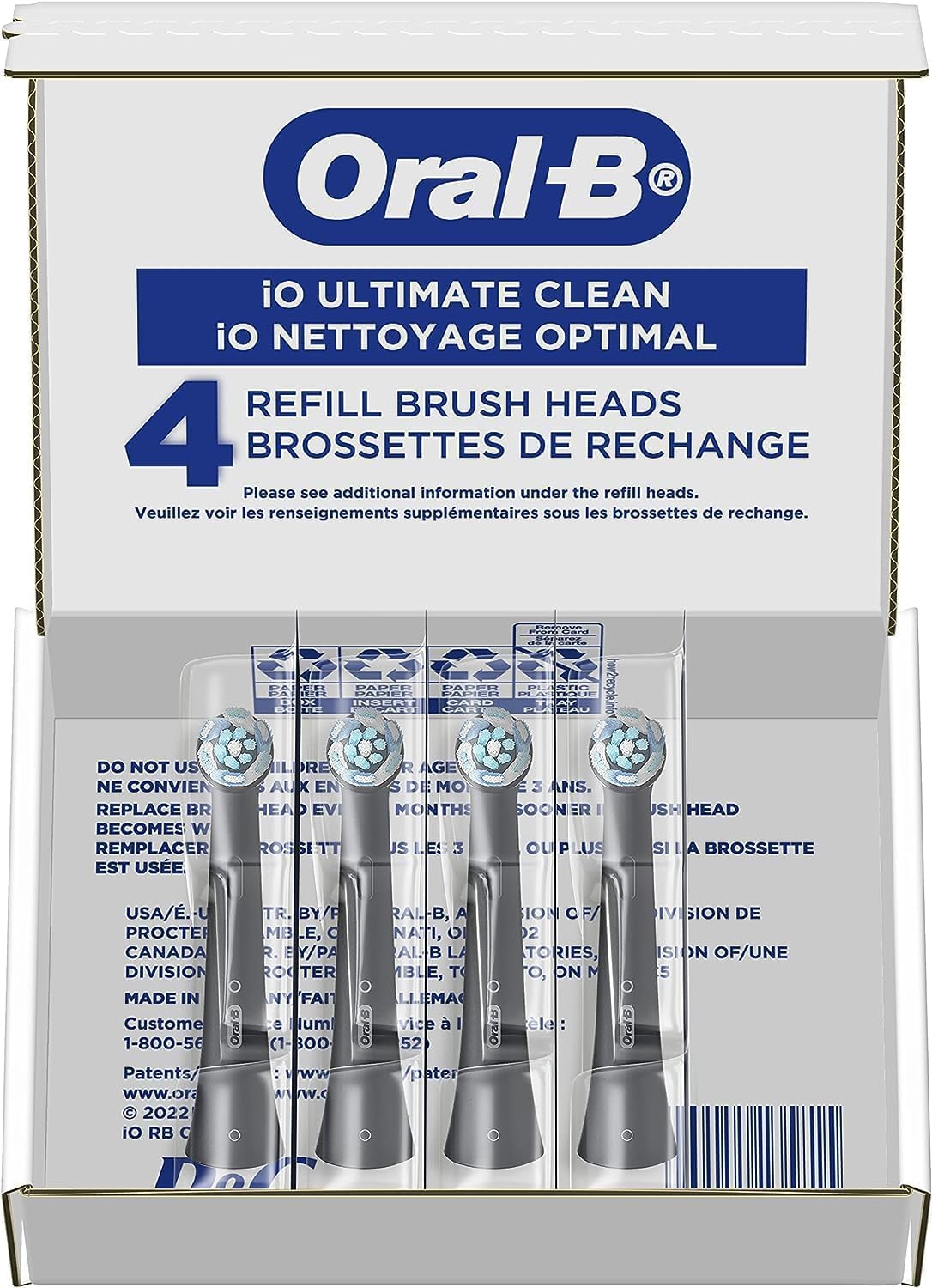 Oral-B iO Series Ultimate Clean Electric Toothbrush Replacement Brush Heads for an Oral-B Electric Toothbrush, 4 Count, Black