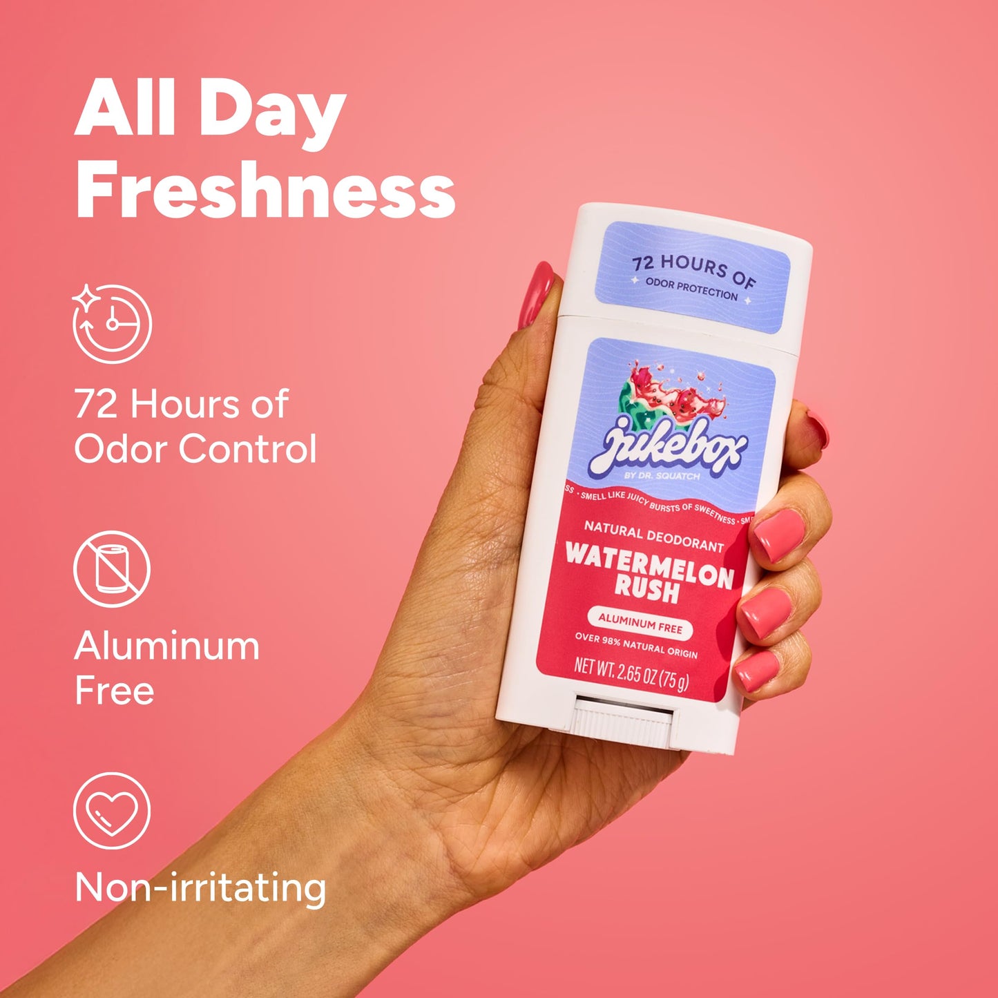 JUKEBOX Natural Deodorant for Women–Watermelon Disco–Aluminum-Free, No Baking Soda, No Harsh Chemicals, Odor Blocking Technology, Watermelon,Cantaloupe, Agave-a Dr. Squatch Brand-2.65oz, 2 Pack
