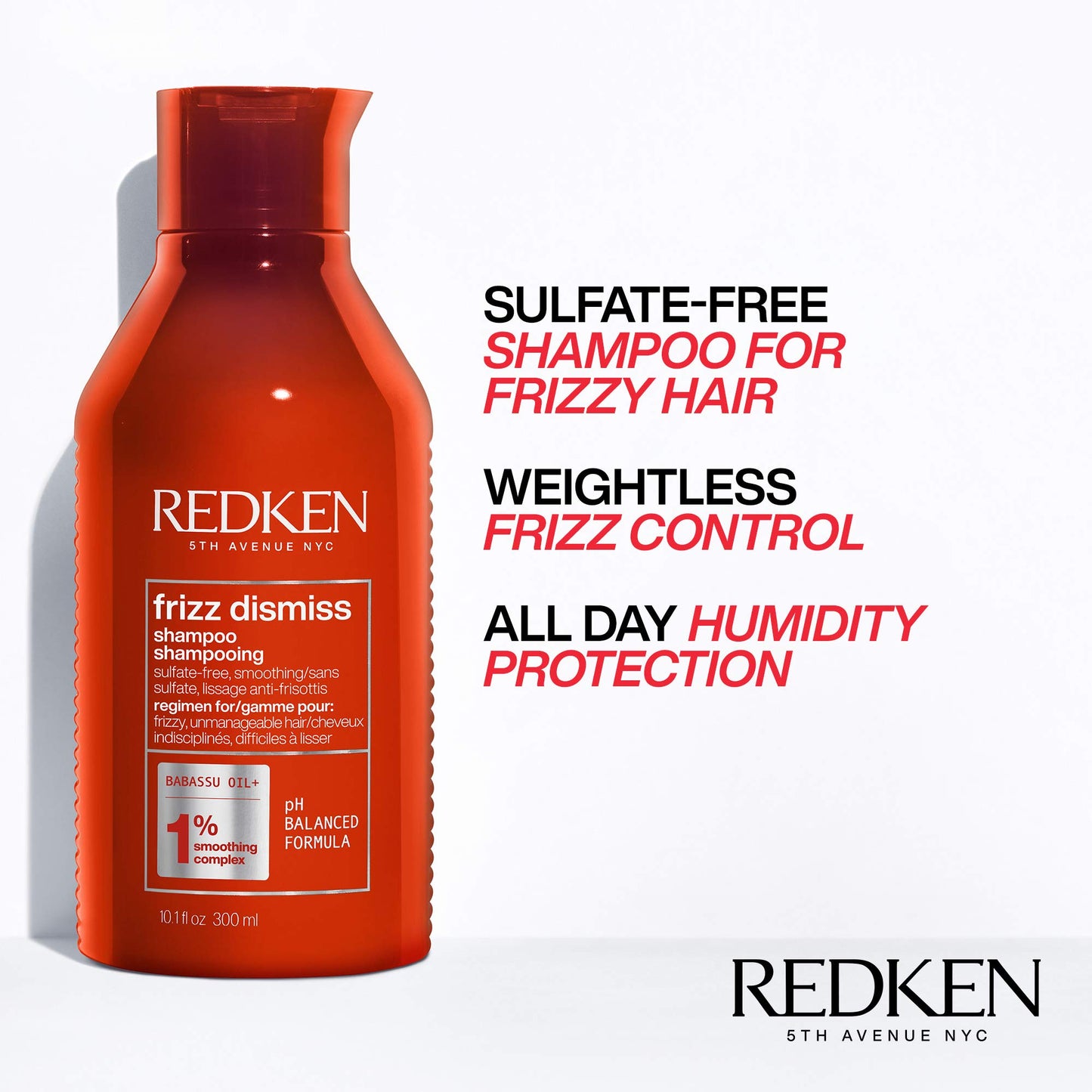 Redken Frizz Dismiss Shampoo, Conditioner and Rebel Tame Treatment Set For Frizzy Hair - Smooths Hair and Manages Frizz