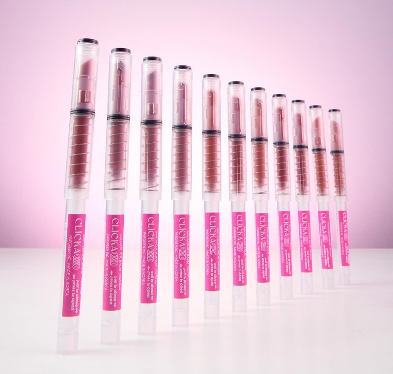 CLICKA One-Touch Retractable Tinted Lip Balm, Moisturizing Lip Gloss with Menthol (Rose Pink) Korean Lip Care