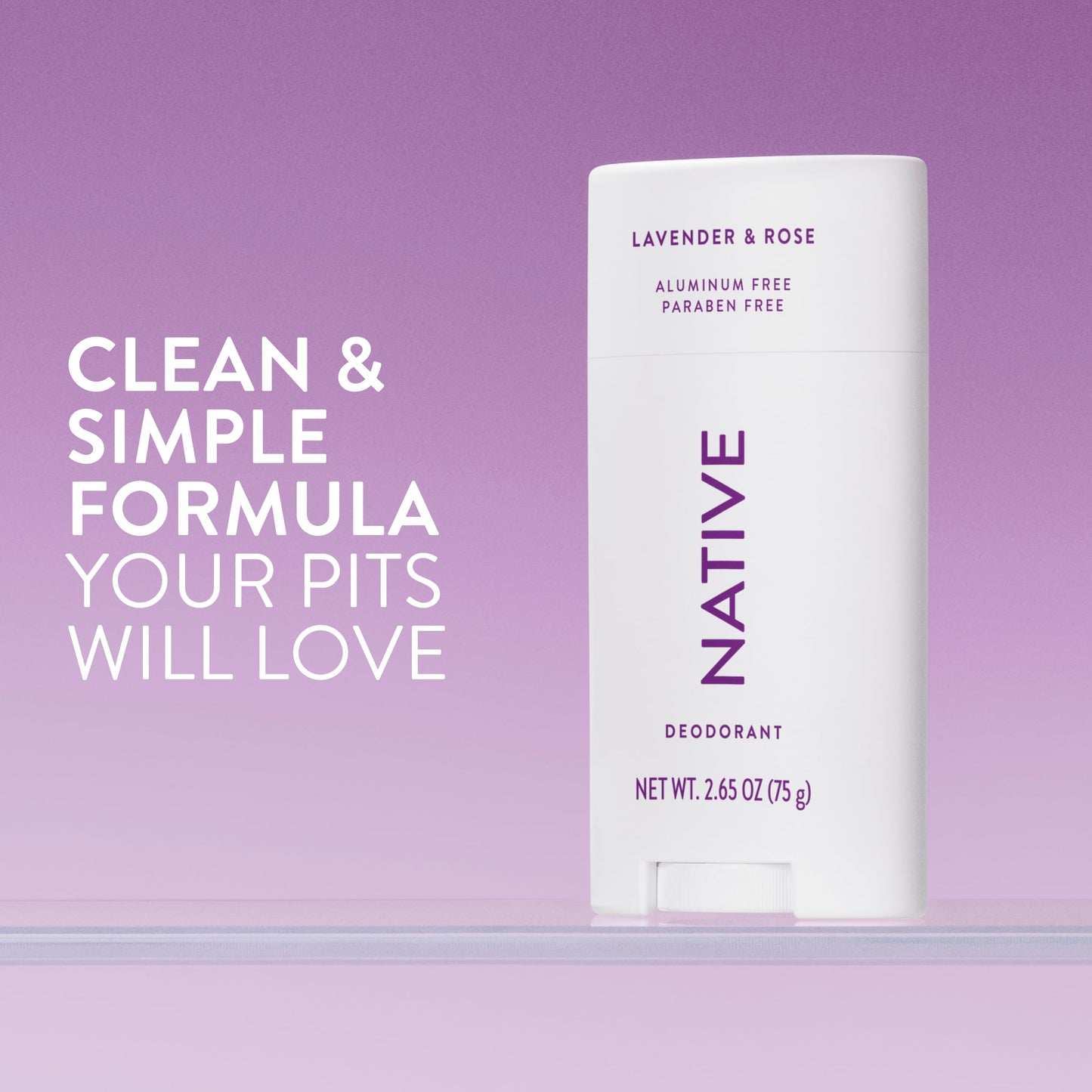 Native Deodorant Contains Naturally Derived Ingredients, 72 Hour Odor Control, Deodorant for Women and Men, Aluminum Free, Lavender & Rose 2.65oz