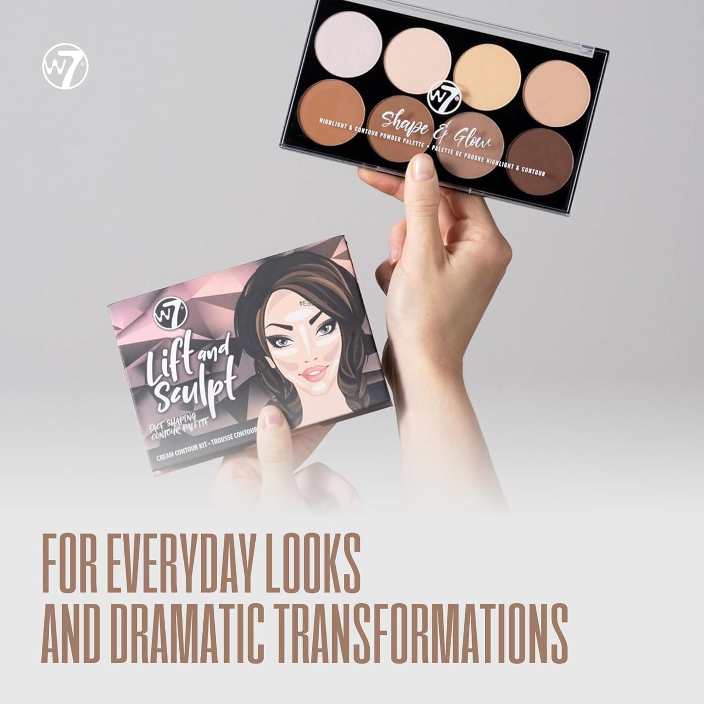 W7 Lift & Sculpt Face Palette Set - Cream Contour & Powder Duo for Flawless Glow | 2 Full-Size Palettes