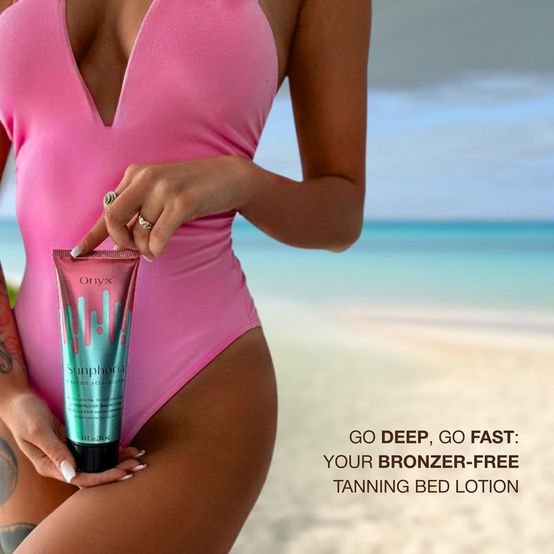 Onyx Sunphoria Bronzer-Free Indoor Tanning Bed Lotion | Fast Melanin-Boost Accelerator for Deeper Tan | Streak-Free Non-Sticky Formula with Hydrating Oils for Smooth Nourished Skin