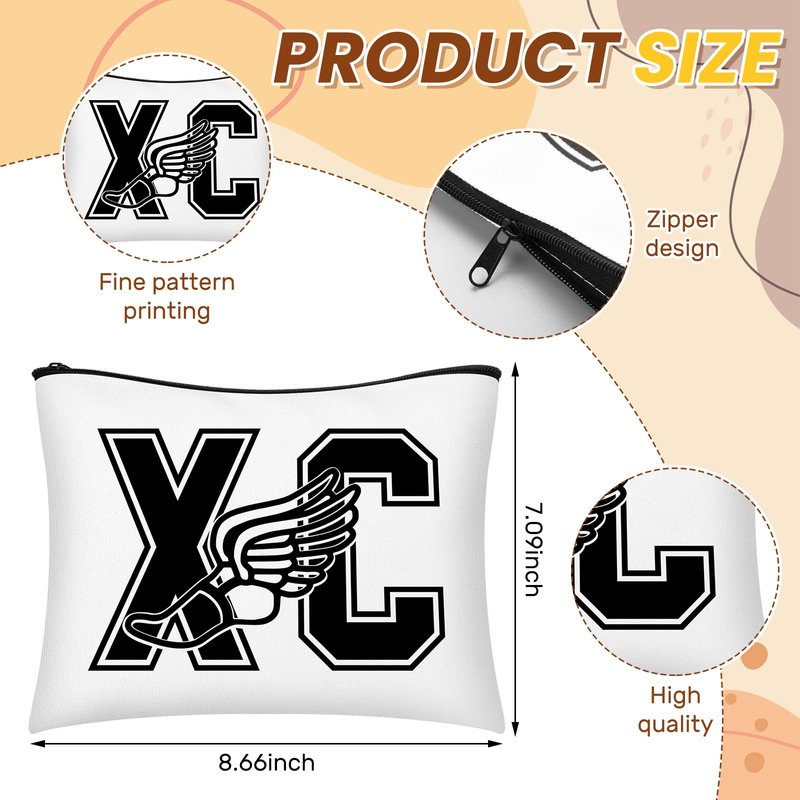 Kacctyen 18 PCS Cross Country Makeup Bag Cross Country Running Lover Gift Track Running XC Zipper Cosmetic Bag for Women(Cross Country)