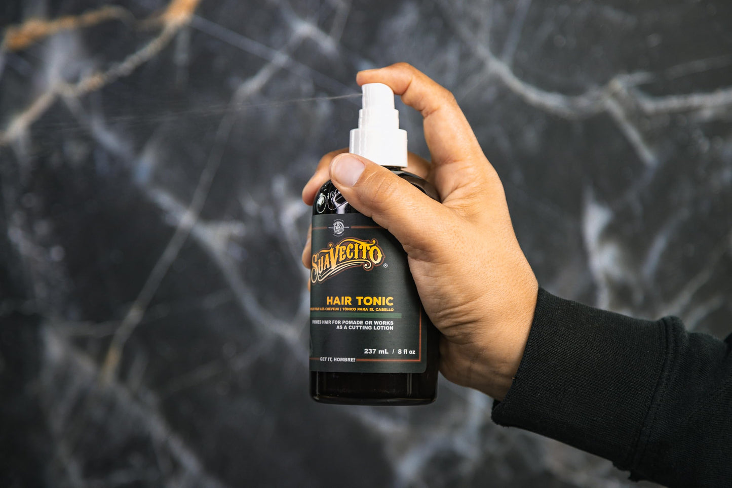 Suavecito Hair Tonic Spray 8 oz. Adds Refinement & Resilience To Hair - Combats Dryness, Buildup & Breakage - Nourishes Scalp - Alcohol Free, Paraben Free, Sulfate-Free - Rosemary, Witch Hazel