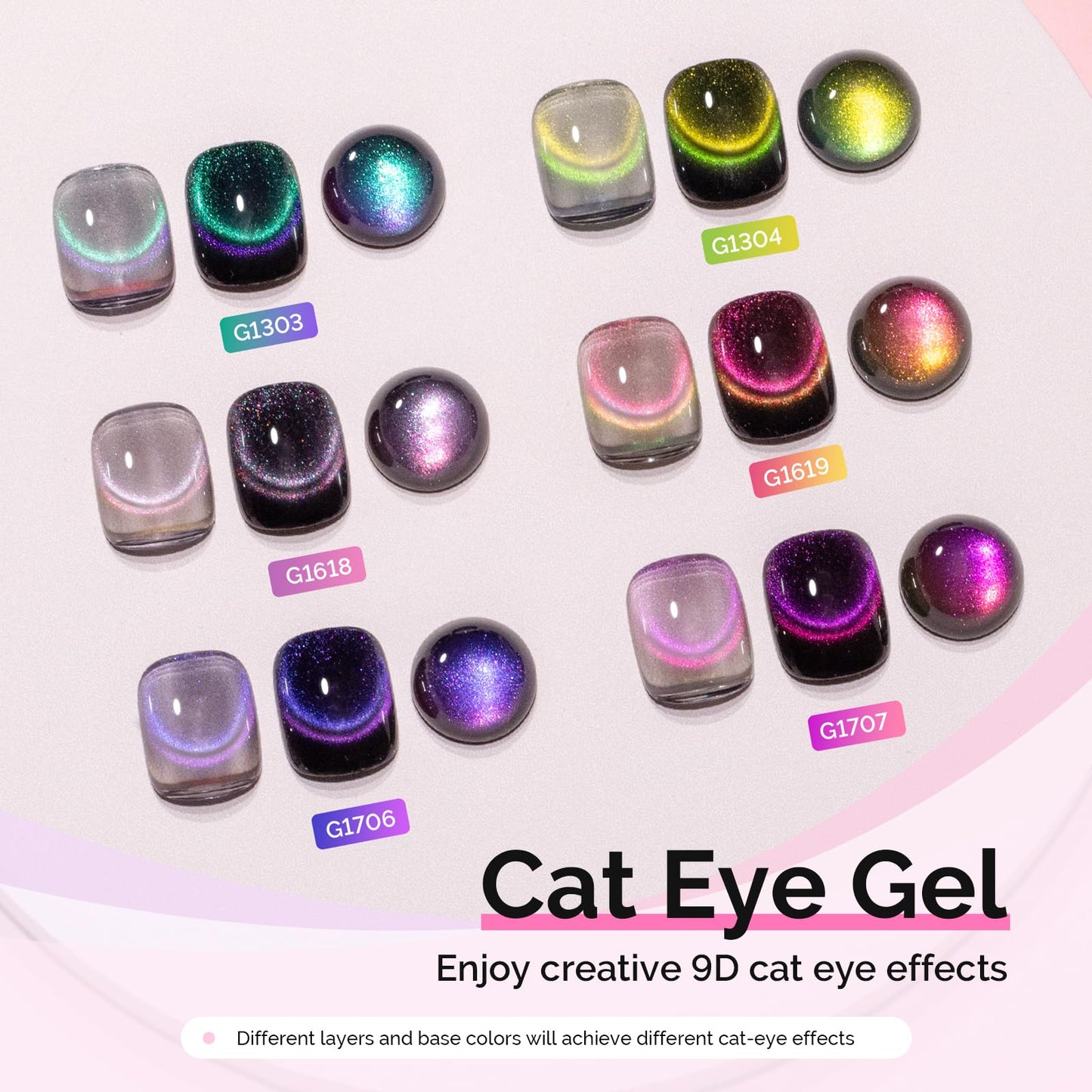 MelodySusie 9D Chameleon Cat Eye Gel Nail Polish Set 6 PCS, 15ml 0.5 Fl Oz Red Rosy Pink Glitter Holographic Magnetic Nail Polish with Magnet, UV Nail Polish for Nail Art Manicure Salon DIY at Home