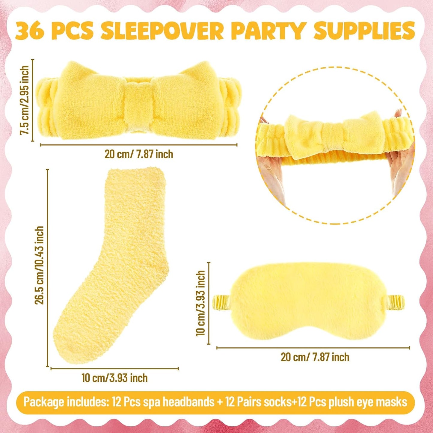 Spa Sleepover Party Supplies - 36 Pcs Plush Eye Masks & Fuzzy Socks | Macaron Colors for Women