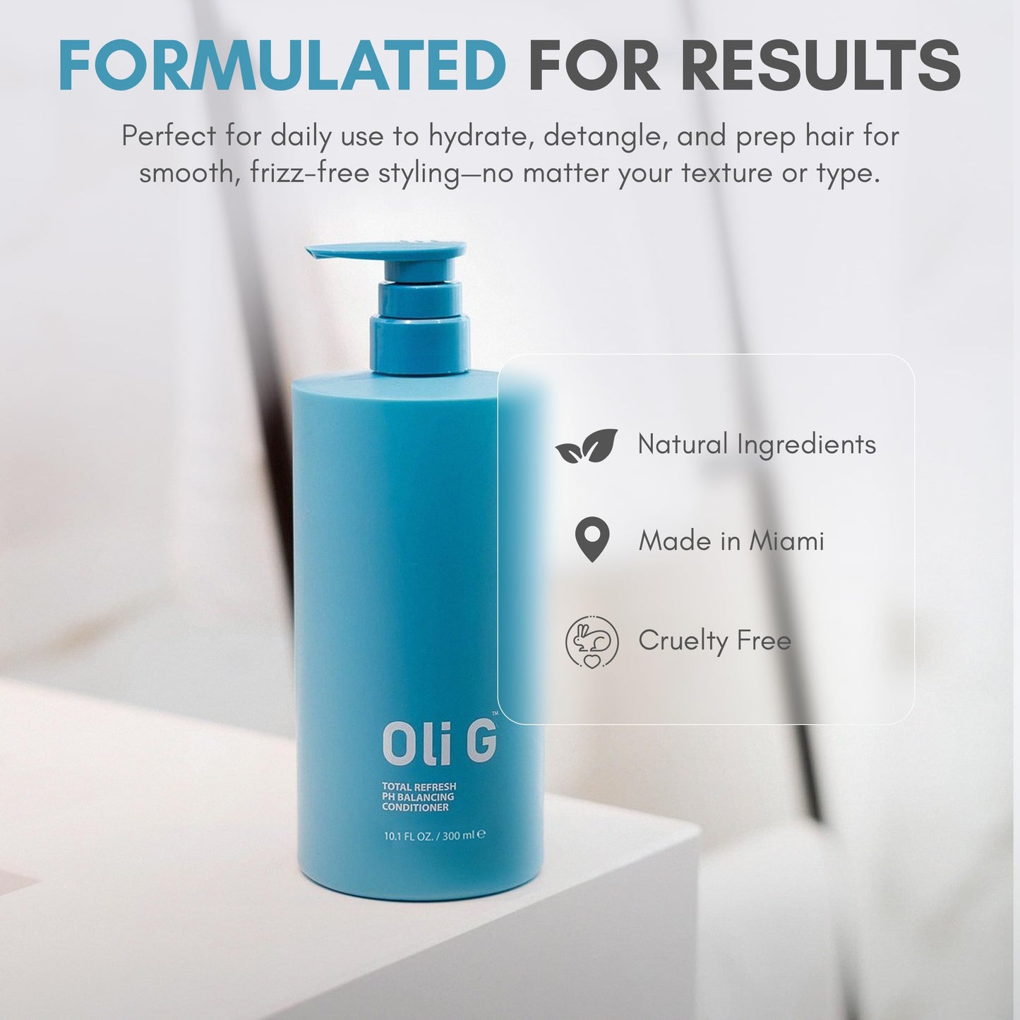 Oli G Total Refresh pH Balancing Hair Conditioner – Lightweight Daily Conditioner for All Hair Types – With Marula Oil, Shea Butter, Botanical Proteins – Detangles, Softens & Smooths – 10 fl oz