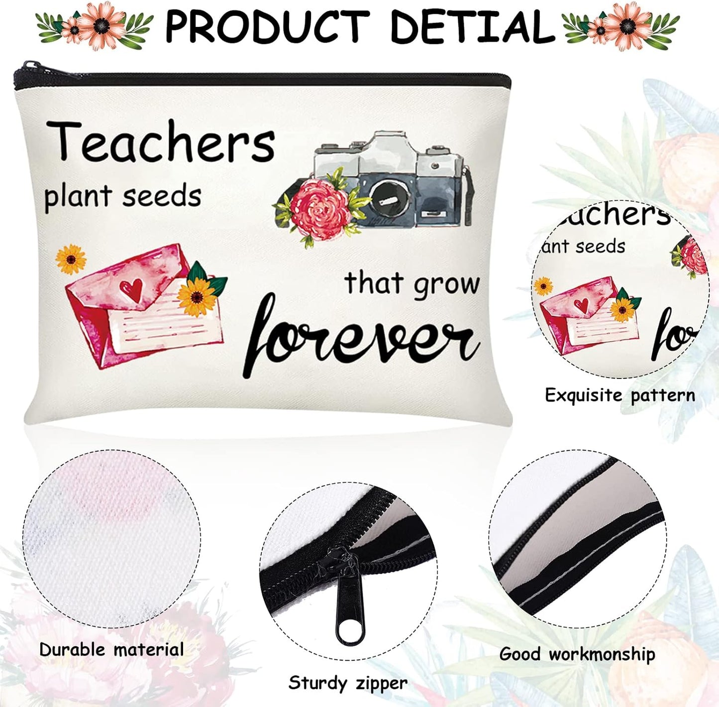 Teacher Appreciation Gifts - 24 Pcs Makeup Cosmetic Bags | Funny Pencil Pouch Survival Kit for Graduation & Birthdays