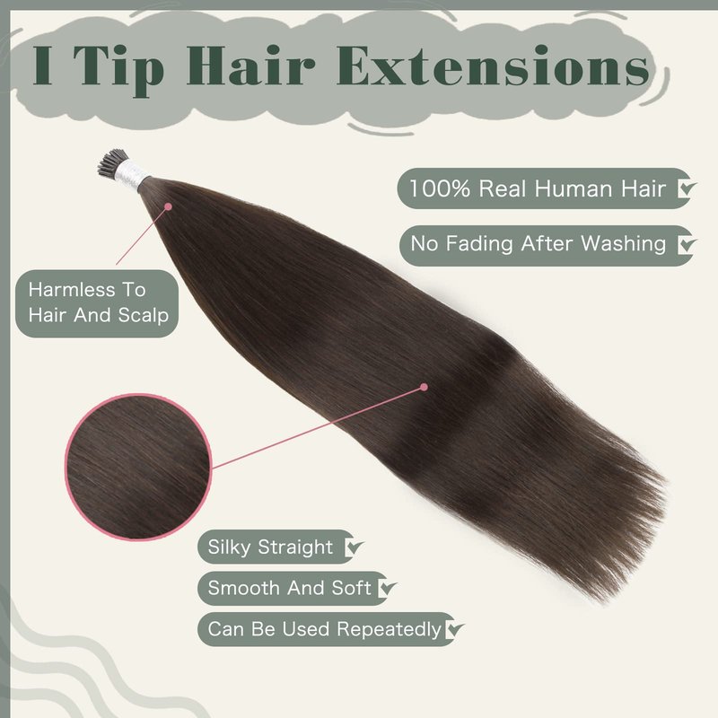 Sixstarhair Itip Human Hair Extensions Dark Brown Keratin Extensions 50 Grams Silky Straight Real Human Hair Extensions Brown Invisible I Tip Hair Extensions Human Hair 50 Strands 18 Inch