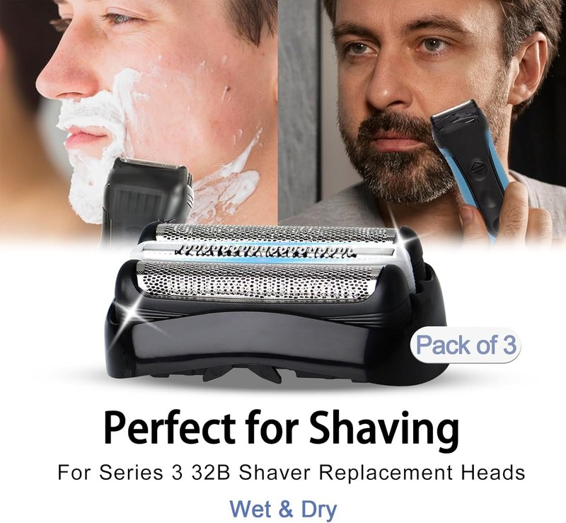 Electric Replacement Heads for Series 3 Shavers - 3 Pack Compatible with 3040s, 3080s, 370cc, 3070cc & More