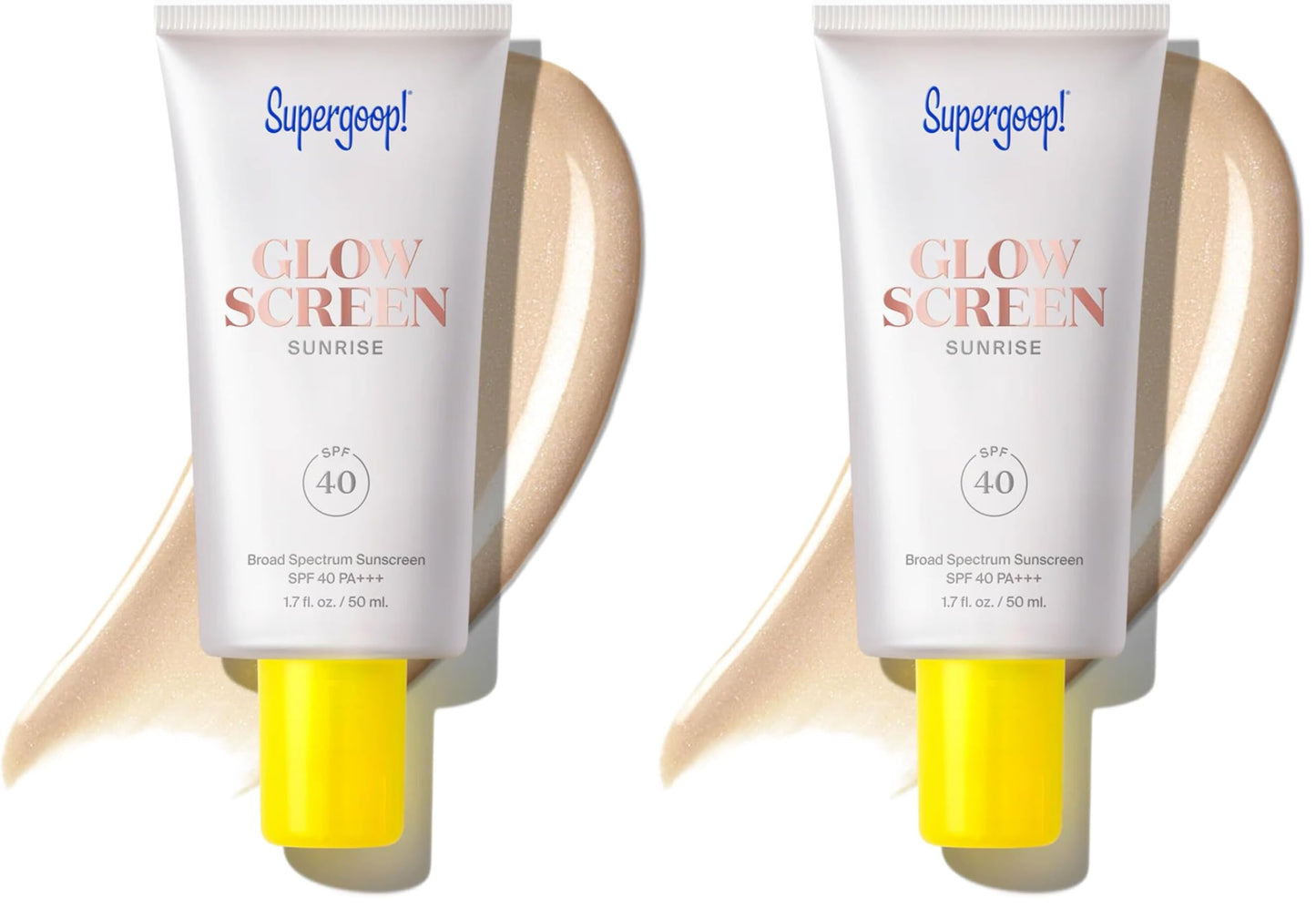Supergoop! Glowscreen SPF 40, Sunrise (Champagne Glow) - 1.7 fl oz - Glowy Primer + Broad Spectrum Tinted Sunscreen - Helps Filter Blue Light - Hydration - Hyaluronic Acid & Vitamin B5 (Pack of 2)