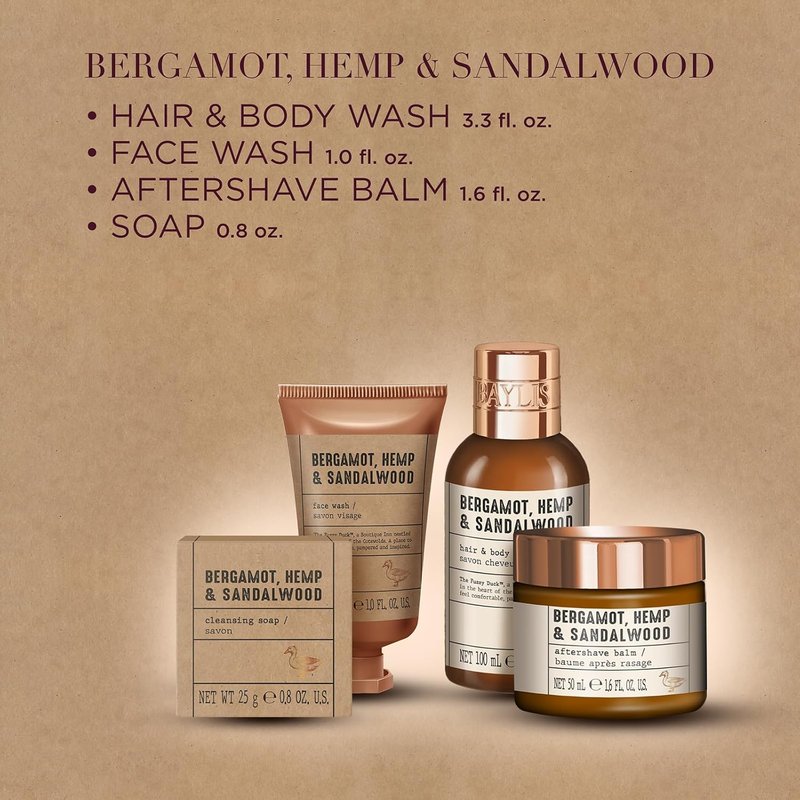 Baylis & Harding Men's Luxury Grooming Gift Set - Bergamot, Hemp & Sandalwood | Vegan-Friendly