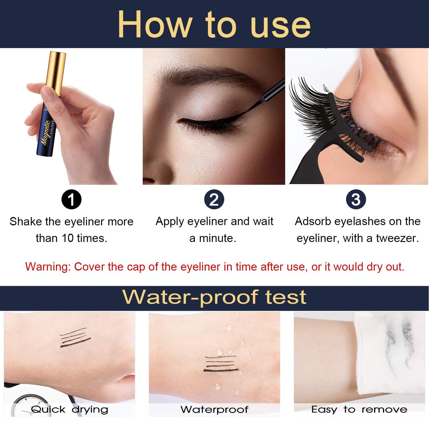 7C SevenCrown 10 Pairs Magnetic Eyelashes Magnetic Lashes with Applicator.Upgraded 4 Tubes of Liner Waterproof, Long Lasting, 3D Natural Look,Reusable False Faux Lashes Easy to Apply.