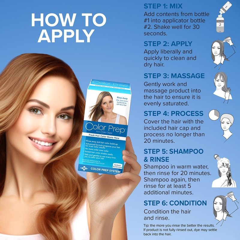Color Oops Color Prep Hair Dye Remover - Rinses Away Dull Colors & Mineral Buildup | Ammonia-Free, 1 Application