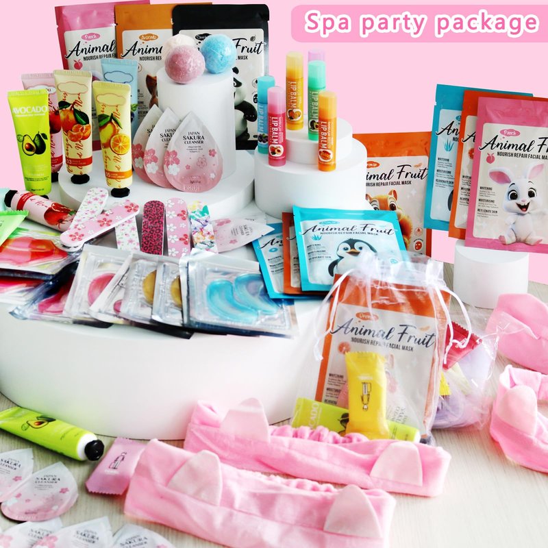 144 PCS Spa Party Supplies for Women,Spa Day Favors Essentials Include Face Masks Skincare, Lip Balm, Under Eye Patches, Foot Bath Bomb,Mothers Day Gifts, Bulk Gifts For Women,Spa Kit Self Care