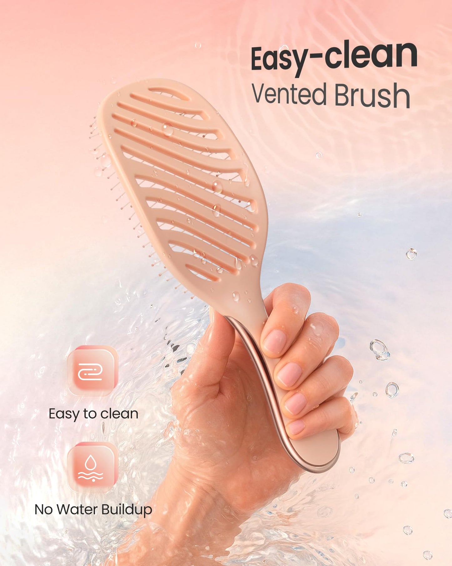 AIMIKE Detangling Brush, Wet Dry Vented Detangler Brush w/Soft Bristles, Pain-Free Detangle Hairbrush Loosens Stubborn Tangles, Extra Gentle on Sensitive and Fine Hair, for Women & Kids