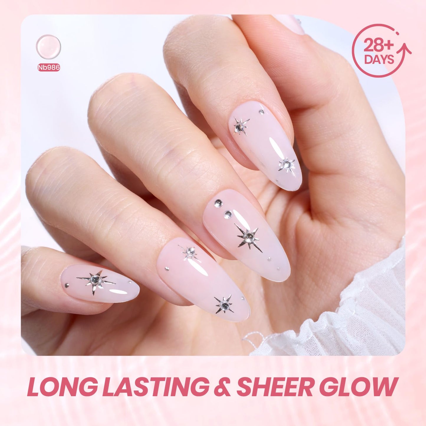 Beetles Milky Pink Gel Nail Polish, 15ml Nude Pink Jelly Neutral Translucent Sheer Gel Polish Base Color Nail Concealer Soak Off UV LED Nail Lamp French Nail Art Gift for Women