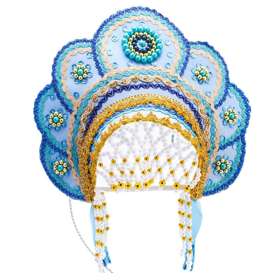 Best Avantage Elena Kokoshnik Headdress (light blue & golden)