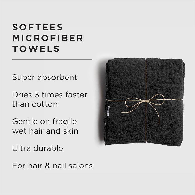 Microfiber Hair Towels - Absorbent Fast-Drying Salon Towels | Ultra-Soft Lint-Free, 16" x 29", 10-Pack - Black