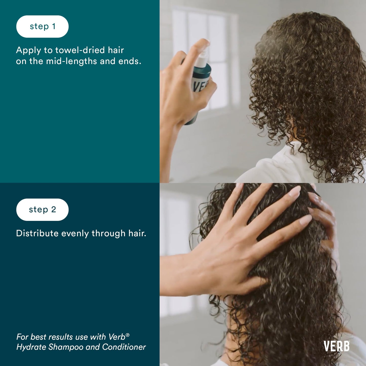 VERB Hydrate Leave-In Conditioner, 6.5 fl oz – Nourish Dry + Frizzy Hair - Smooth + Detangle - Amber + Warm Jasmine Scent