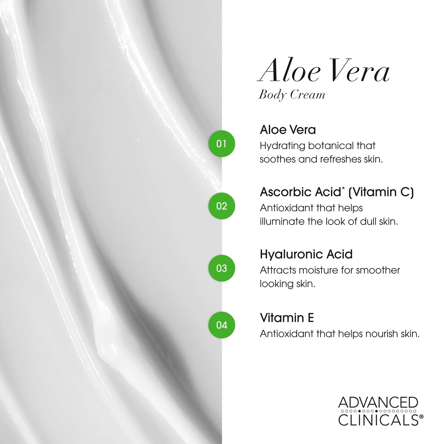 Advanced Clinicals Aloe Vera Lotion Skin Care Relief Cream | Vitamin E Infused Hyaluronic Acid Moisturizer & Vitamin C Body Lotion For Women & Men Helps Improve Look Of Extremely Dry Skin, 16 Ounce