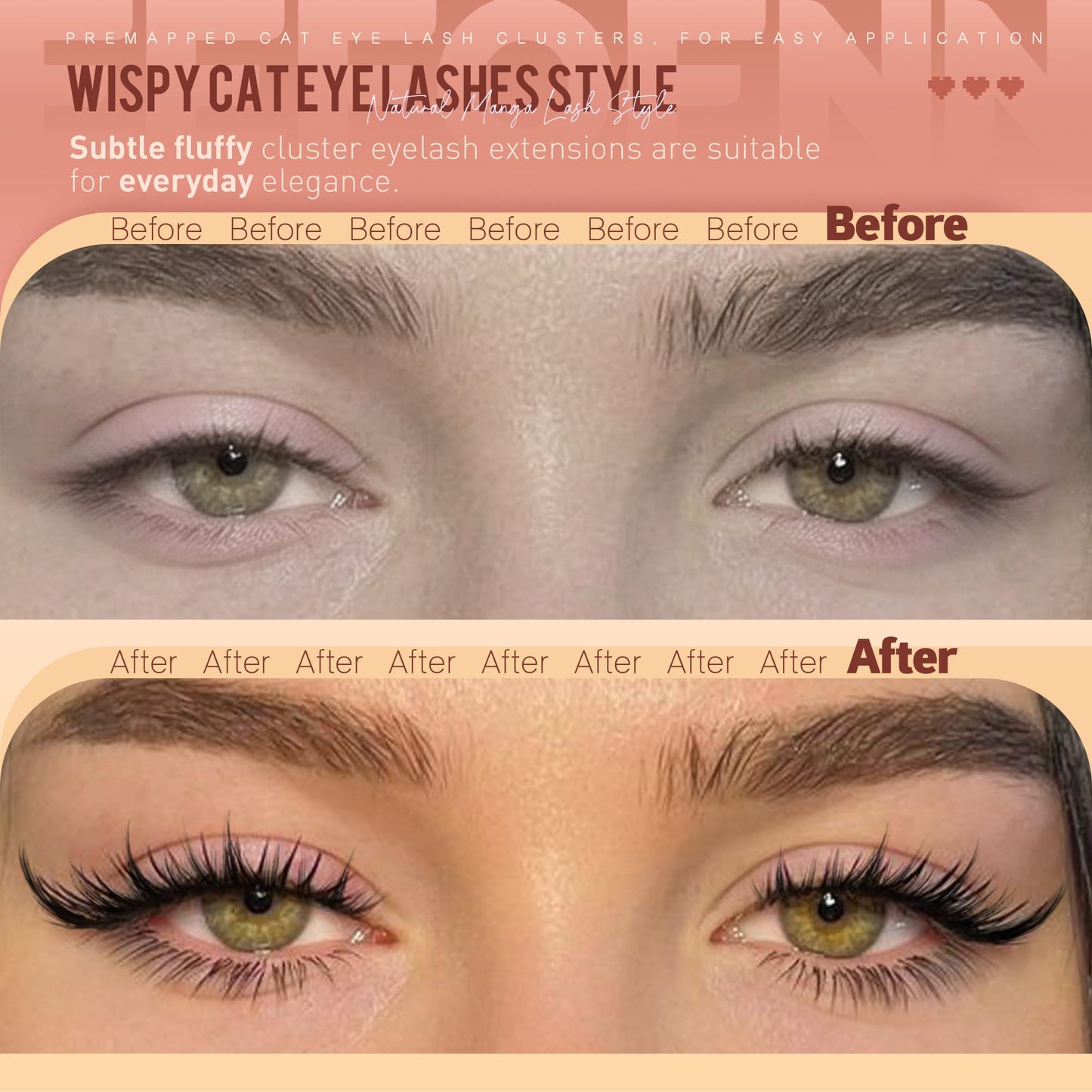 Manga Lash Clusters Cat Eye Cluster Eyelash Extensions Anime Individual Lashes Wispy Eyelash Clusters Fairy Lash Extension Fox Eye Cluster Lashes Spider Lash Cluster by EEFOFNN (10-16mm,D Curl)