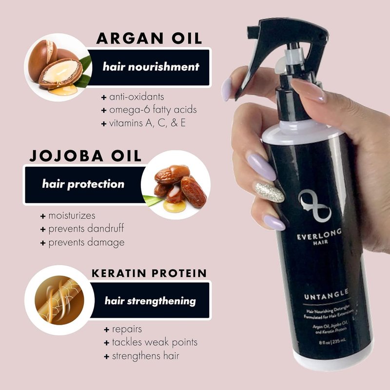 Untangle Leave-In Conditioner Spray | Keratin-Infused Detangler for Hair Extensions & Wigs - Safe for All Hair Types