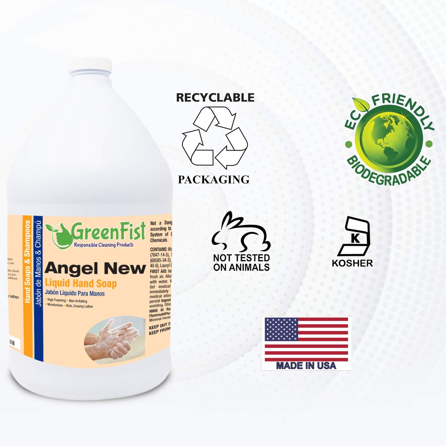 GreenFist Lotionized Hand Soap [ Liquid Gel Refill ] Made in USA, 128 Ounce (1 Gallon) (Citrus)