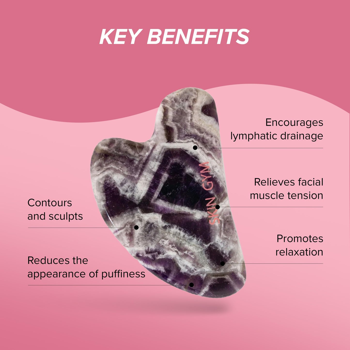 SKIN GYM Sculpty Heart Amethyst Gua Sha Face Sculpting Tool & Face Massage Tool, Anti-Aging Guasha Tool for Face Under Eye Bags, Puffy Eyes & Fine Lines | Face lifting, Face & Jawline Sculptor