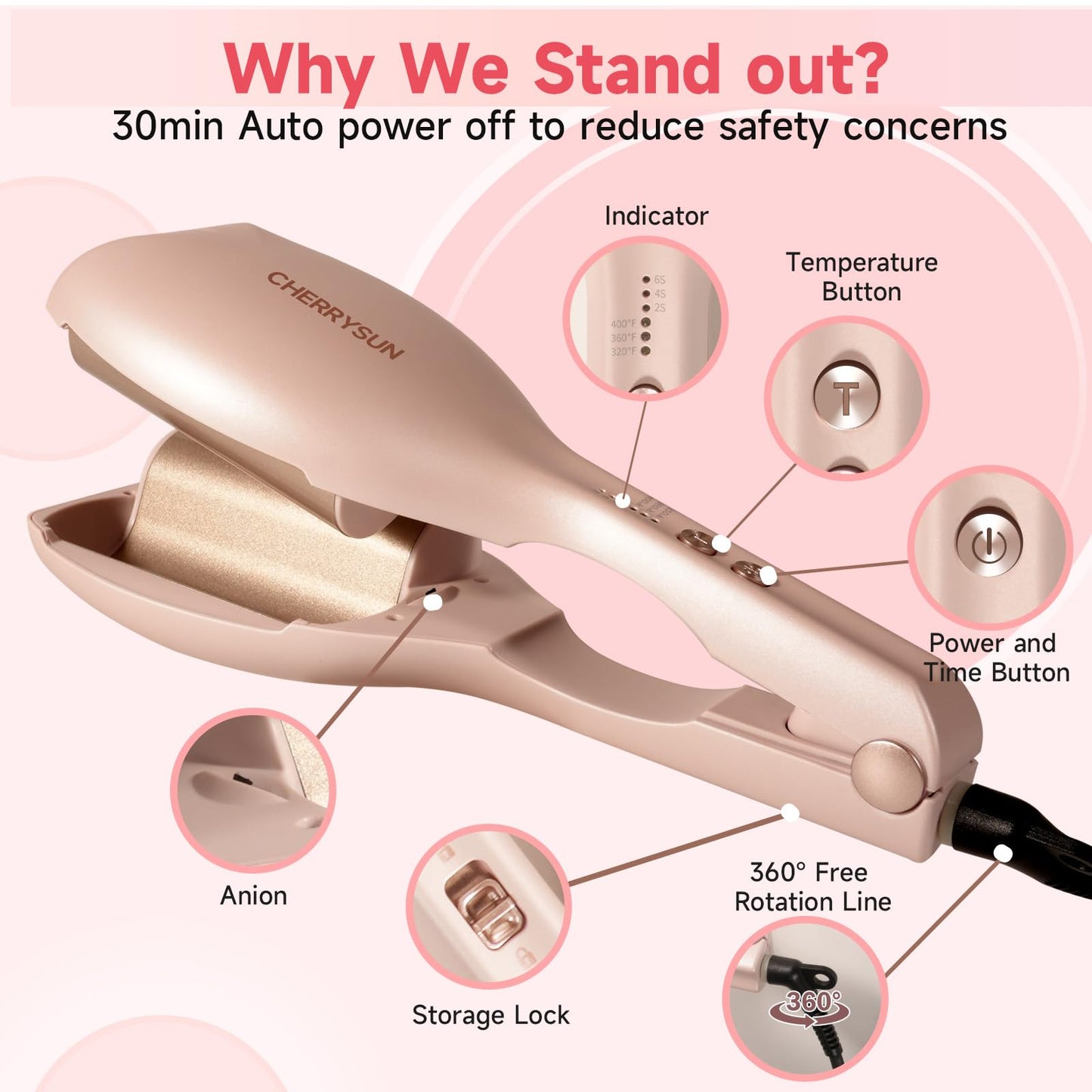 Hair Crimper Waver, 1.45" Dual Barrel S Waver for Beach Waves, Ceramic Curling Iron, Effortless Hair Waving Tool for Women