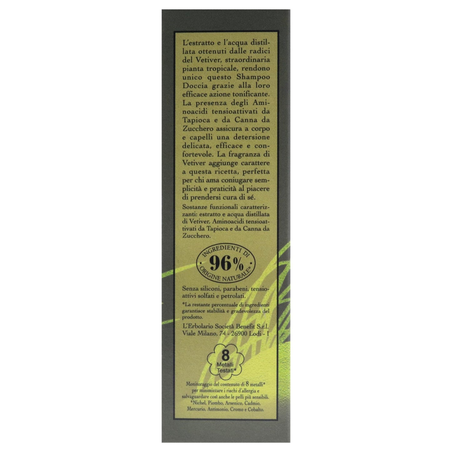 LErbolario Shower Gel - Vetiver for Unisex - 8.4 oz Shower Gel
