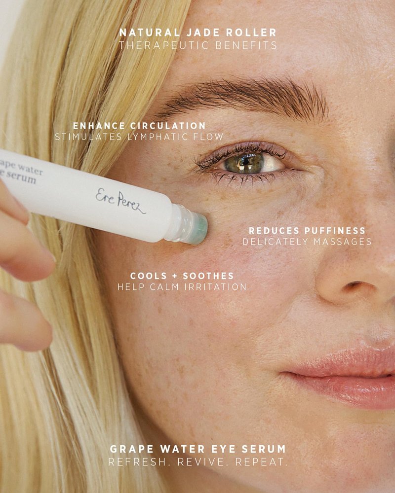 Ere Perez - Grape Water Eye Serum | Decongest, De-Puff, Tone Eye Area | Visibly Smooths + Softens Fine Lines | Peptides, Amino Acids | Vegan, Cruelty-Free, Clean Beauty (0.3 fl oz | 8 mL)