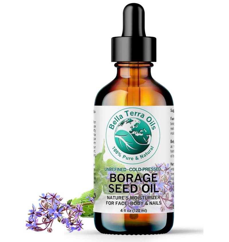 Organic Borage Seed Oil - 4 oz Pure Oil Rich in GLA & Omega-6 | Elevate Skin Radiance & Softness
