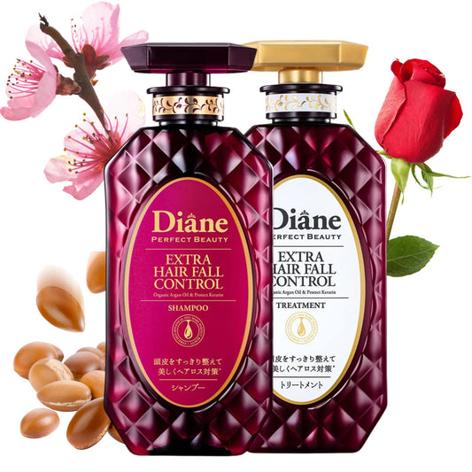 Moist Diane Anti Hair Loss Shampoo and Conditioner Set for Women & Men, Hair Thickening Shampoo for Hair Fall by Argan Oil, Keratin, Ginseng Root, Wasabi Extract in Japan 30.4 Fl Oz HAIR FALL CONTROL