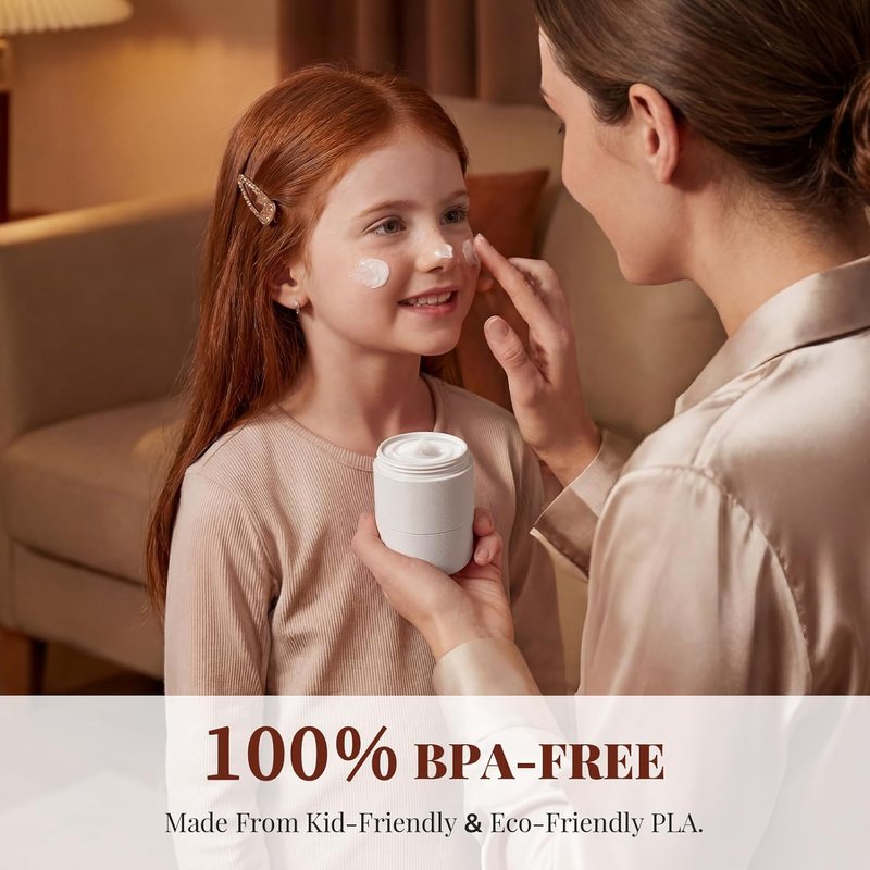 Travel Toiletry Containers - Ultra Leakproof TSA-Approved Hard Shell Jars | 3 Pack, 2oz, Beige with Magnetic Labels